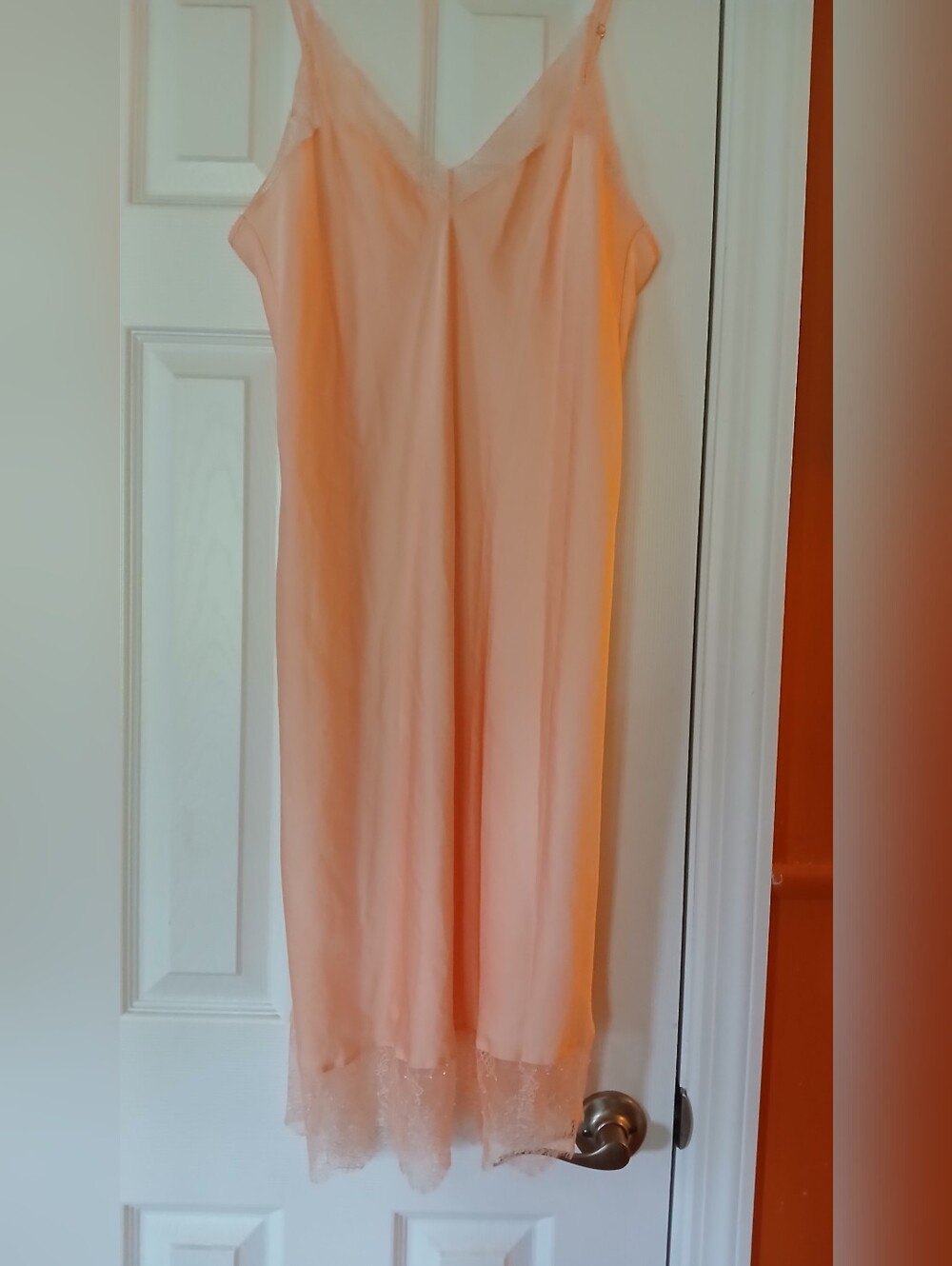 Victoria's Secret Peach Slip Dress with Lace Trim Sz Large